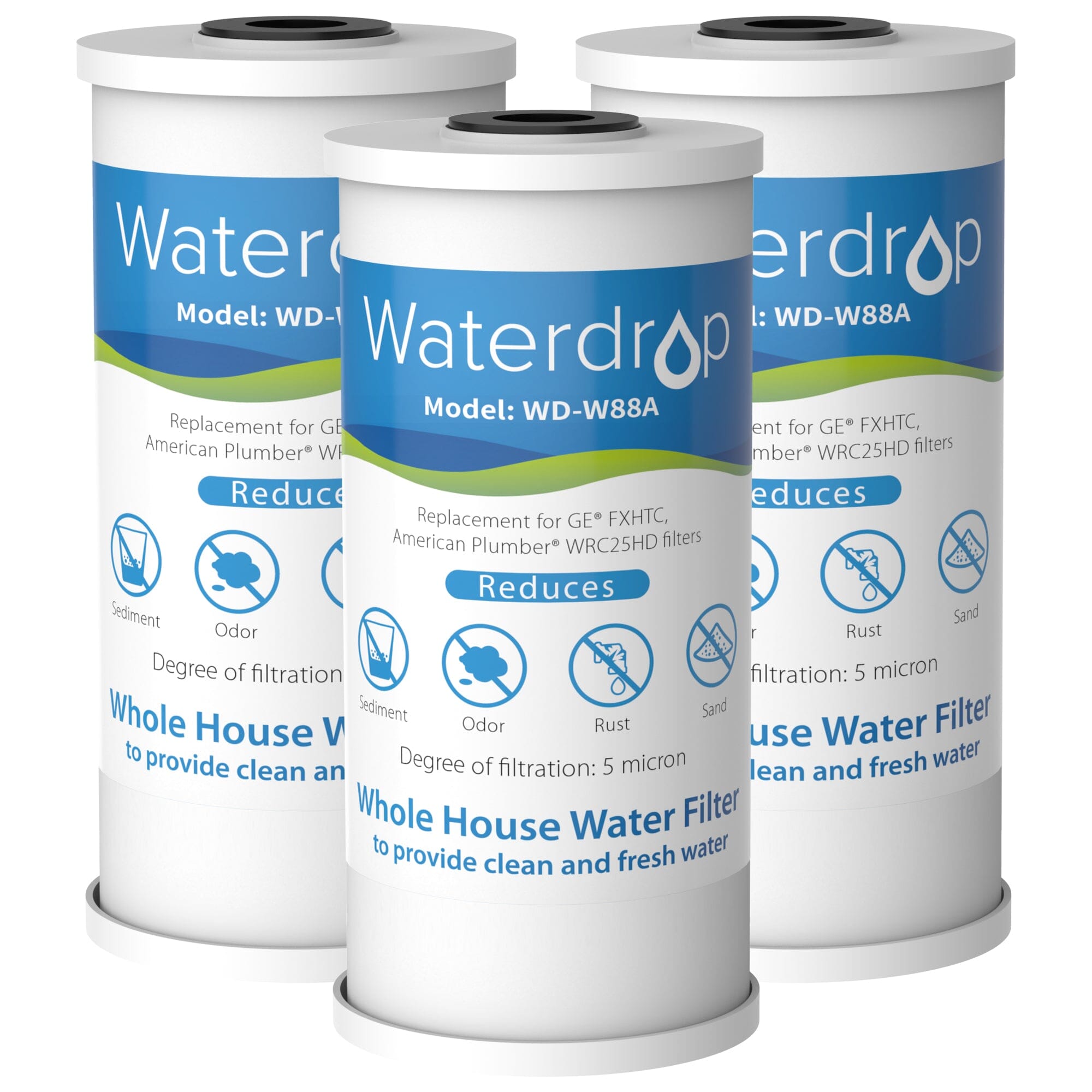 Waterdrop FXHTC Whole House Carbon Water Filter, Vervanging voor GE FXHTC, GXWH40L, GXWH35F