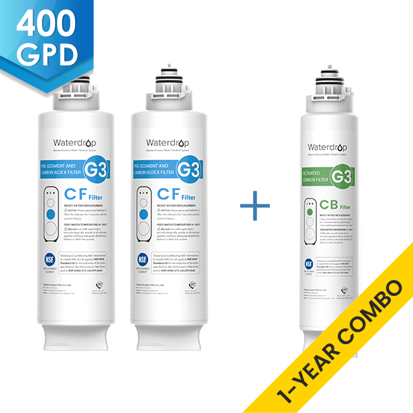 Waterdrop G3 RO System Replacement Filters - 400GPD