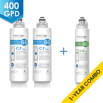 Waterdrop G3 RO System Replacement Filters - 400GPD