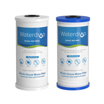 Waterdrop WF10PG 5 micrones 4,5 "x 10" filtro de sedimentos y filtro de carbón activado, cartucho de repuesto para WFH21-PG sistema de filtración de agua de toda la casa