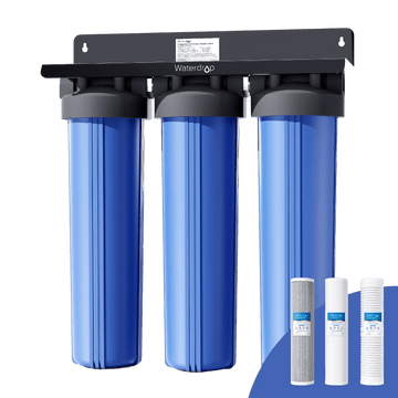 Sistema di filtraggio dell'acqua per tutta la casa a 3 stadi Waterdrop con filtro a carbone e filtro per sedimenti